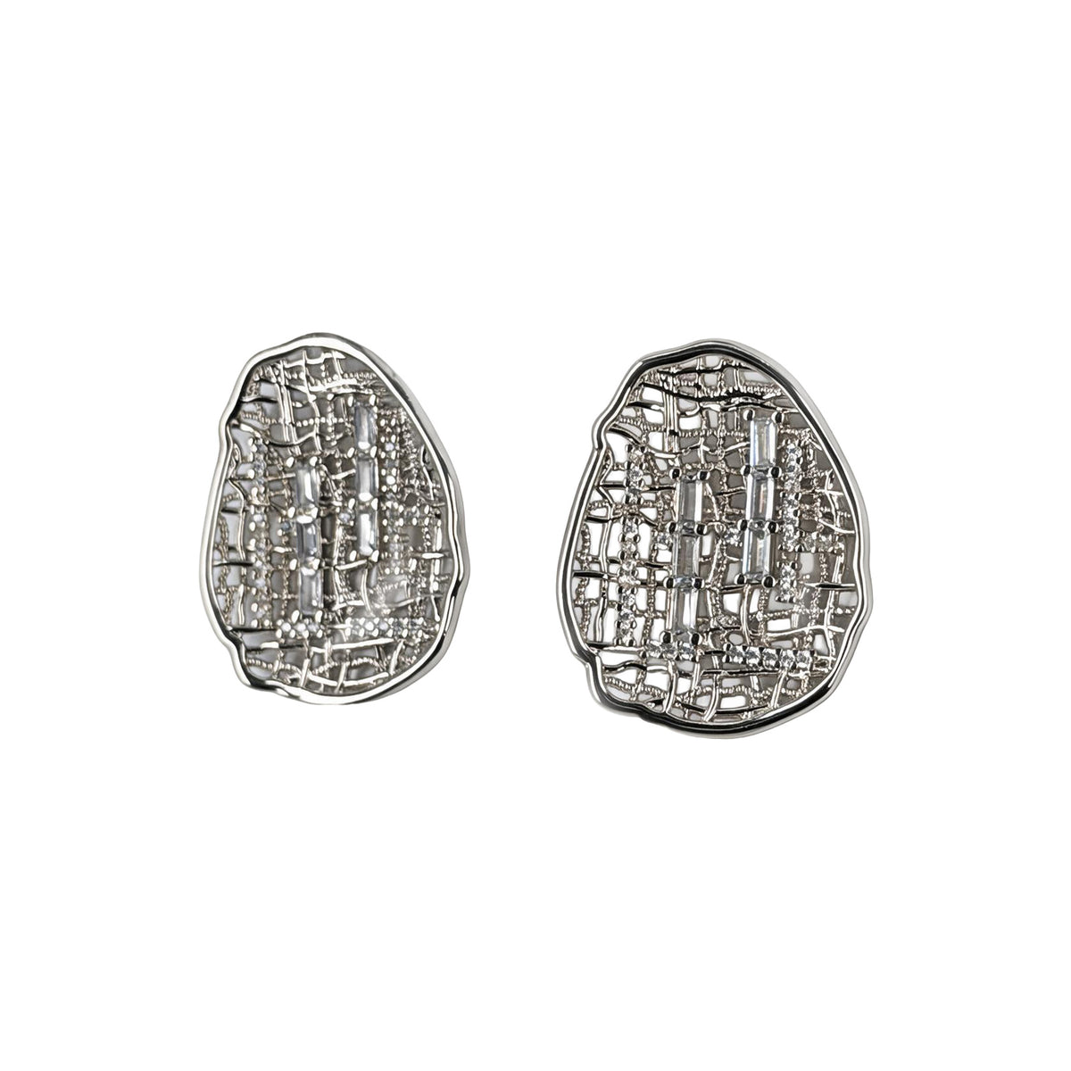 Net Oval Plateado con Cristales